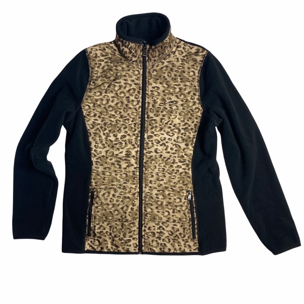 Ralph Lauren Active L-RL leopard print full zip black fleece new w/out tags